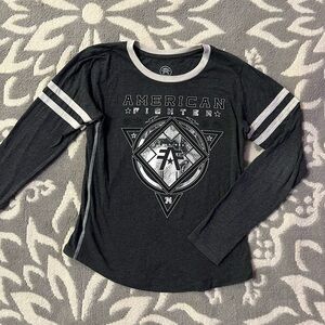 Women’s American Fighter Gray Baseball Tee Size Small